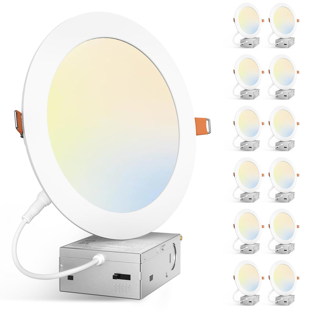 Amico 12 Pack 7 Inch 5CCT Ultra-Thin LED Canless Recessed Ceiling Downlight