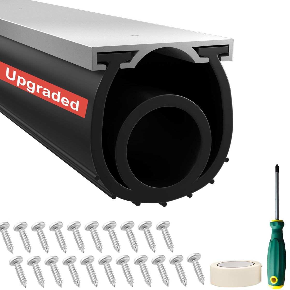 Garage Door Seals Bottom Rubber - Jobon 16.5 Ft Heavy-Duty Garage Door Weather Stripping Bottom Seal with Pre-drilled Aluminum Track Retainer Kit