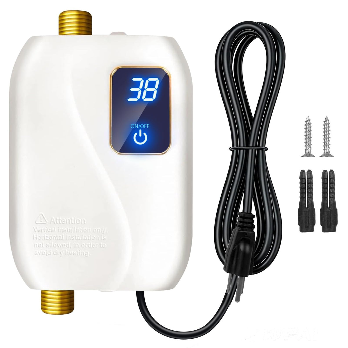 110V Tankless Water Heater Electric, 3000W Tankless Electric Water Heater Instant, Under Sink Water Heater with Digital Display, On Demand Hot Water