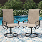 ELPOSUN Patio Swivel Chairs Set of 2, Outdoor Dining Chairs High Back All Weather Breathable Textilene Outdoor Swivel Chairs with Metal Rocking Frame