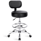 SUPERJARE Drafting Chair with Backrest, Adjustable Foot Rest Rolling Stool