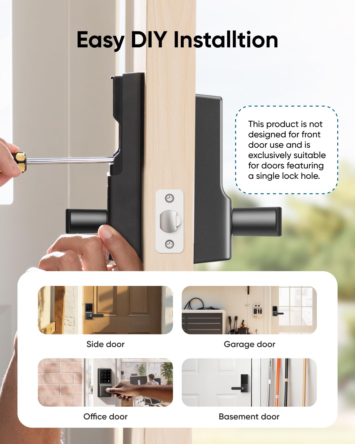 eufy Security Smart Lock C33, Keypad Door Lock with Handle, Built-in Wi-Fi