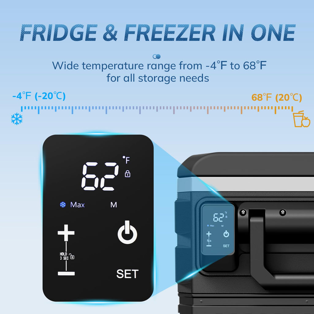 12V Refrigerator Electric Cooler 68QT for Car&Camping with Wheels,Black