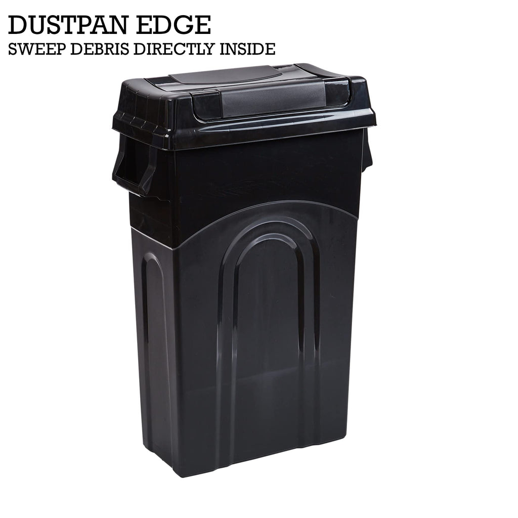 United Solutions Highboy Waste Container with Swing Lid, 23 Gallon, Space Saving Slim Profile and Simple Bag Removal, Handles for Easy Carrying