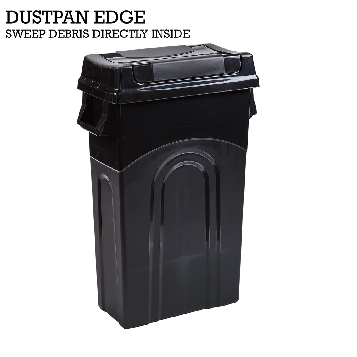 United Solutions Highboy Waste Container with Swing Lid, 23 Gallon, Space Saving Slim Profile and Simple Bag Removal, Handles for Easy Carrying