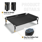 Veehoo Cooling Elevated Dog Bed, Raised Dog Cot with Guardrail & Headrest