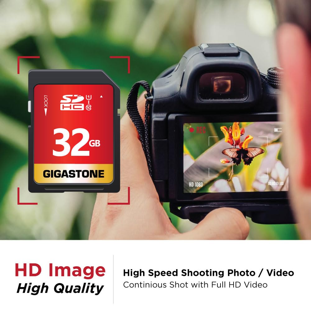 GIGASTONE 32GB SD Card 5-Pack UHS-I U1 Class 10 SDHC Memory Card High-Speed up to 80MB/s Full HD Video Compatible with Digital Camera, SPYPOINT