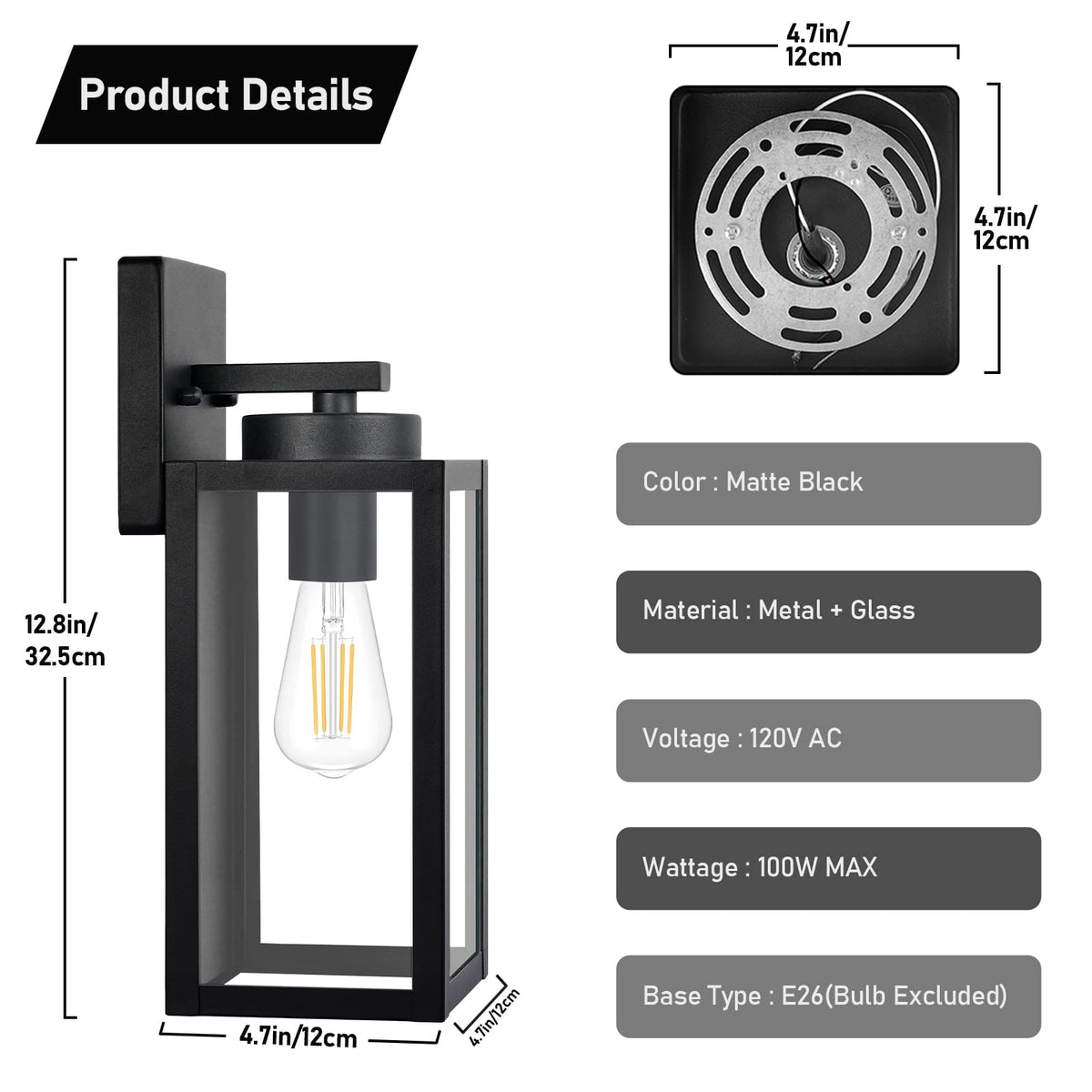 Outdoor Wall Light Fixtures, Modern Black Exterior Wall Lanterns