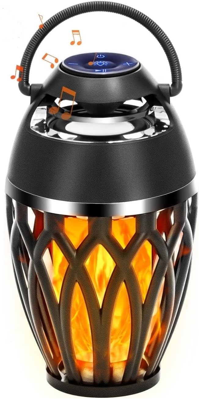 2 Pack Bluetooth Speakers Outdoor, Flame Effect Light, Gifts for Men Women