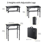 Folding Camping Table, 24"X 16" Adjustable Height Small Folding Table