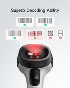 Inateck 1D Bluetooth Barcode Scanner, 2600mAh Battery, 115FT Range, BCST-70