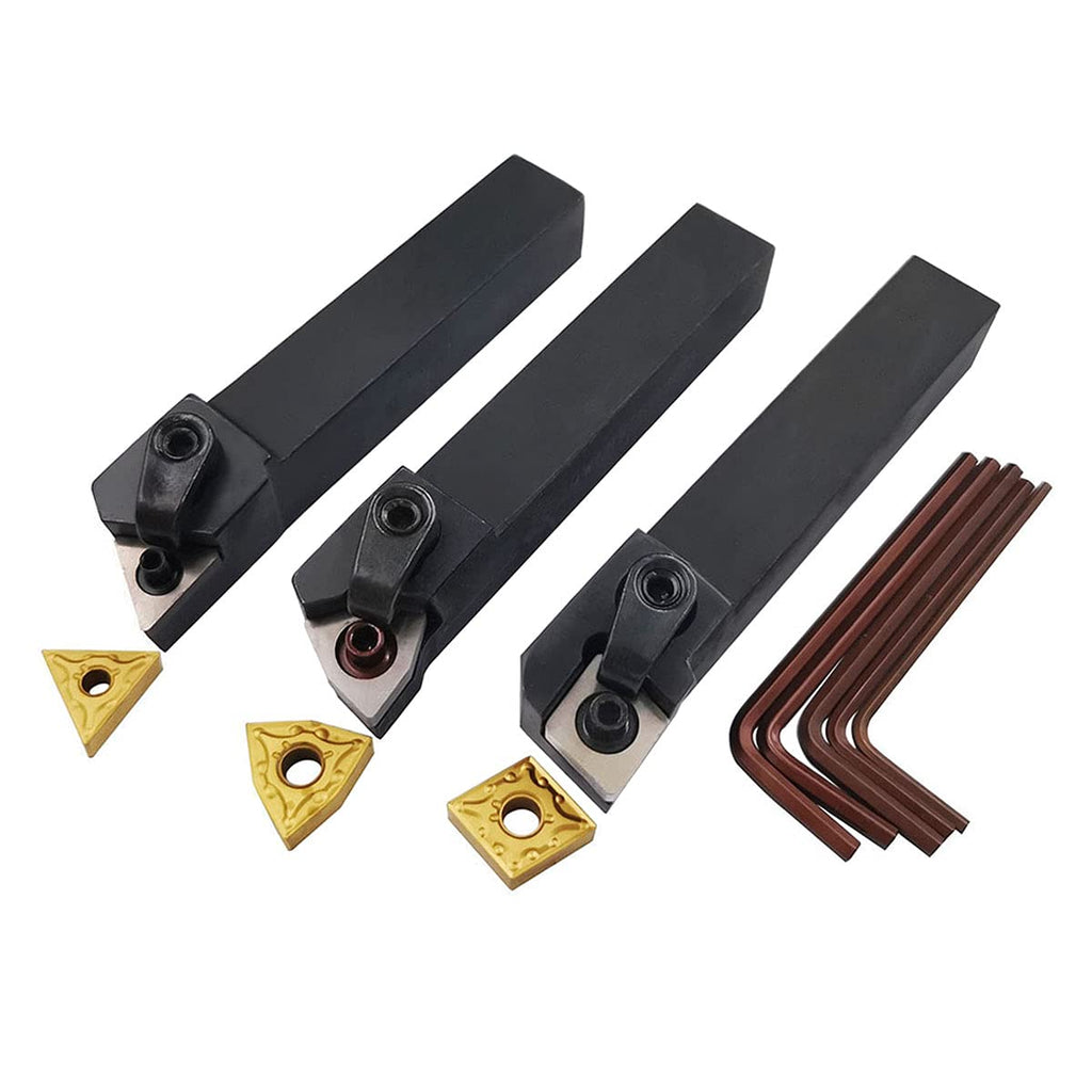 5/8" 36PCS Indexable Carbide Lathe Turning Tool Insert Holder Bit Set MTJNR1616H16 + MWLNR1616H08 + MCLNR1616H12 with CNMG 431 + WNMG 431 + TNMG 331