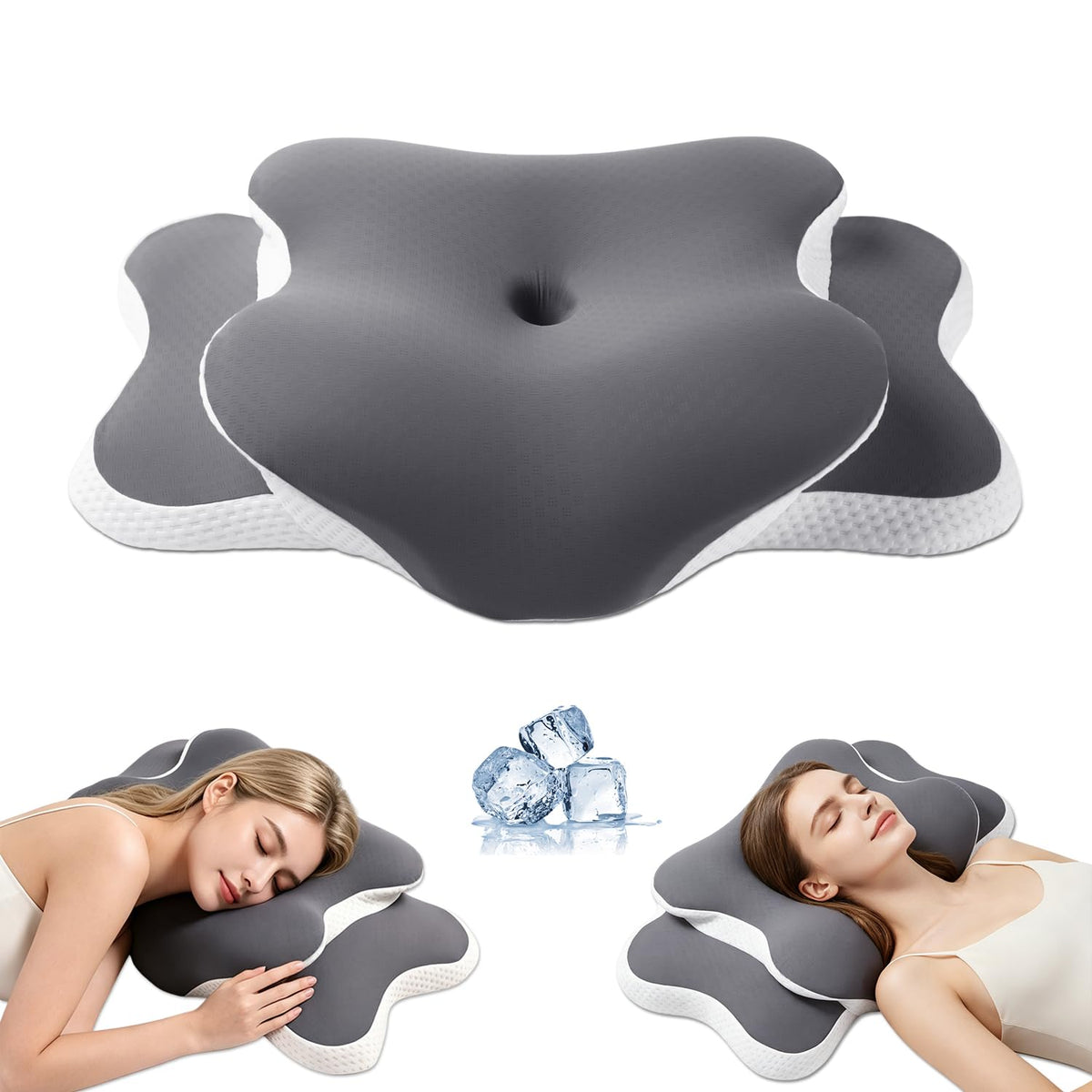Ergo Pillow for Sleep Apnea, Neck Pain, and Snoring Relief | Cervical Neck Pillow for Neck Pain Relief & Side Sleeper | Orthopedic Memory Foam with