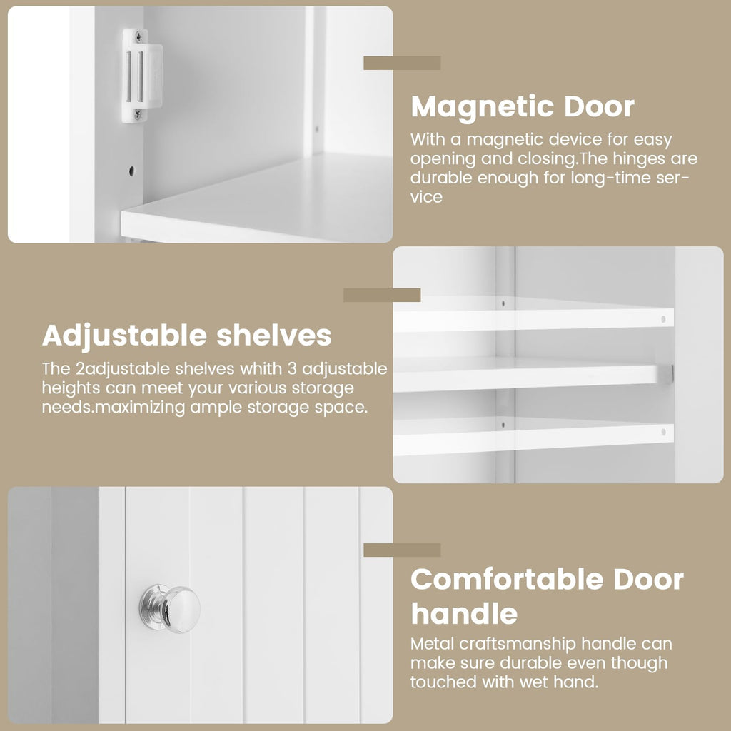 Iwell 66.9" Tall Bathroom Storage Cabinet with 2 Doors & 1 Drawer, Narrow Storage Cabinet with Adjustable Shelves, Floor Cabinet for Bathroom, Living
