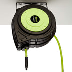 Flexzilla Retractable Enclosed Plastic Air Hose Reel, 3/8 in. x 50 ft., Heavy Duty, Lightweight, Hybrid, ZillaGreen - L8250FZ