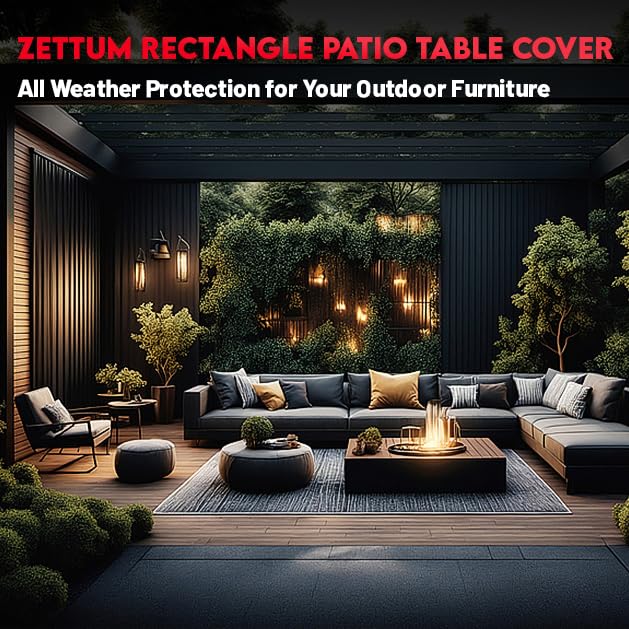 Patio Furniture Cover Rectangle - 110 Inch Outdoor Table Cover Waterproof & Heavy Duty, Large 600D Lawn Furniture Sofa Set Covers for Outside Dining