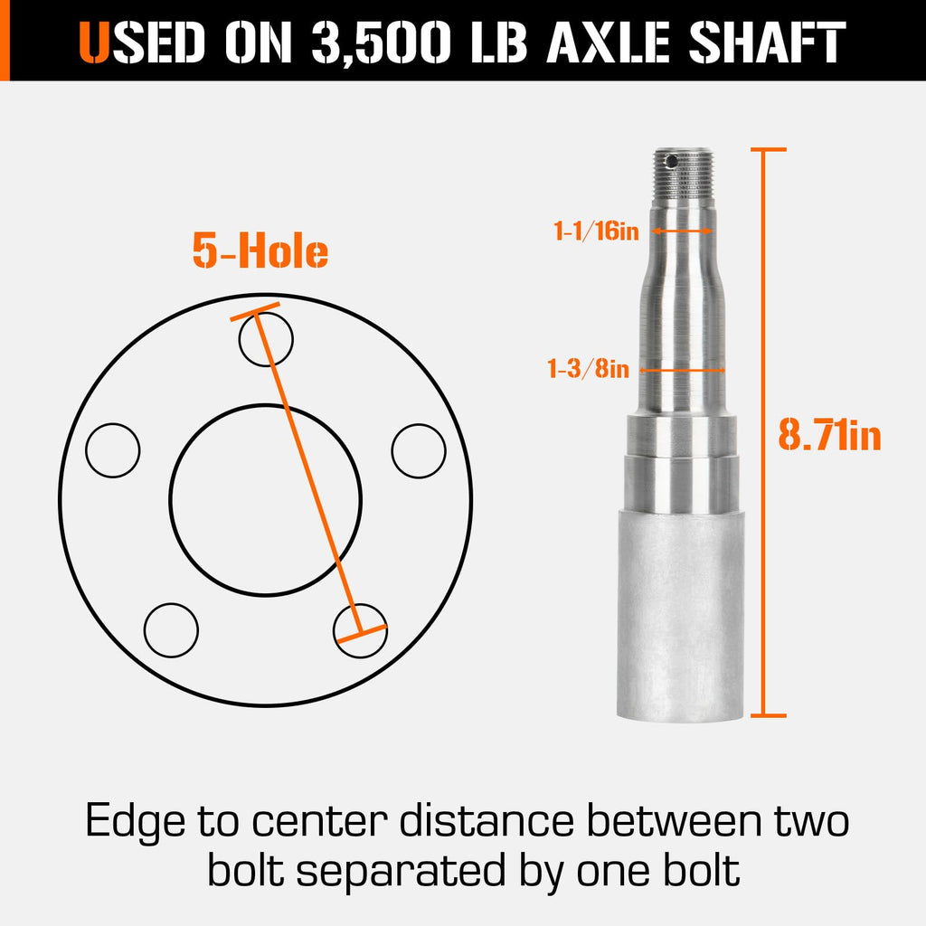 Aeagle 2 Sets 5 on 4.5" Trailer Hub Kits for 1-1/16" & 1-3/8" Tapered Axle