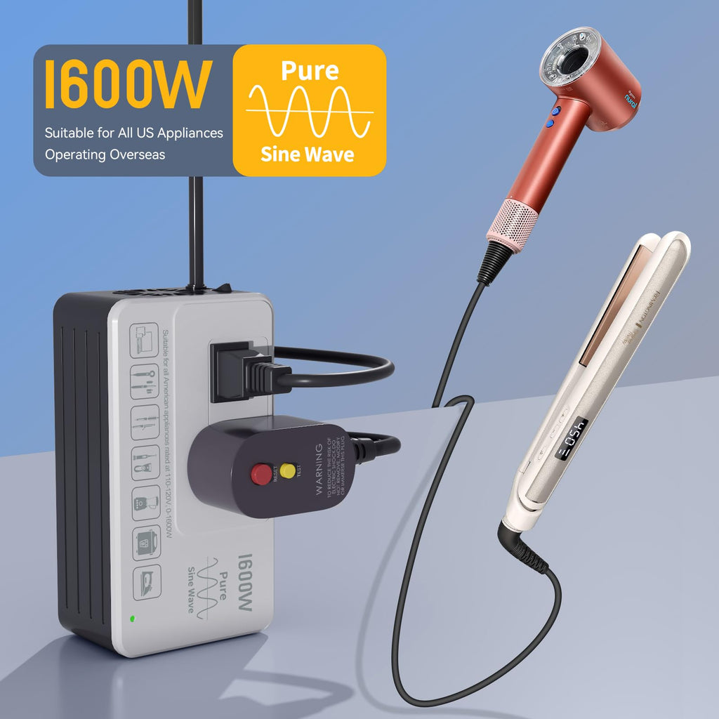 1600W 220V to 110V Converter, Power Any 110–120V U.S. Appliance in 220–250V