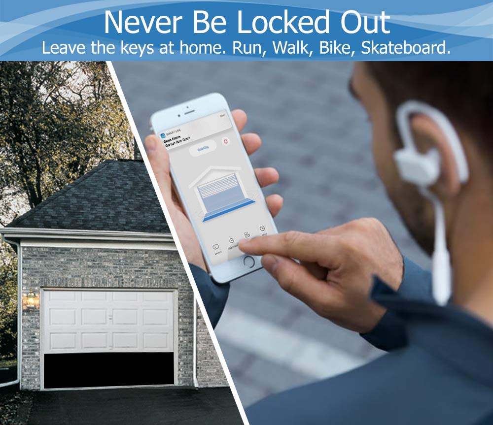 eKyro Smart Garage Door Opener - Universal WiFi Remote Controller Compatible with Alexa, Google Home, iPhone, Siri, Android, Door Left Open Alert
