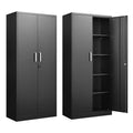 Metal Storage Cabinet with Adjustable Shelves, Garage Cabinet with 2 Lockable Doors, Garage Storage Cabinet, Kitchen Pantry Cabinet - 71'H, Black