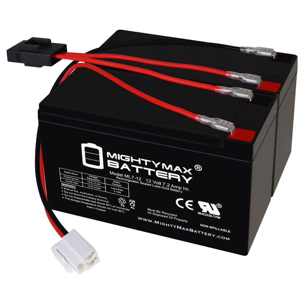 Mighty Max Battery Extended Range Drop in Replacement for 12v Razor ride on toy 7ah battery kit and harness