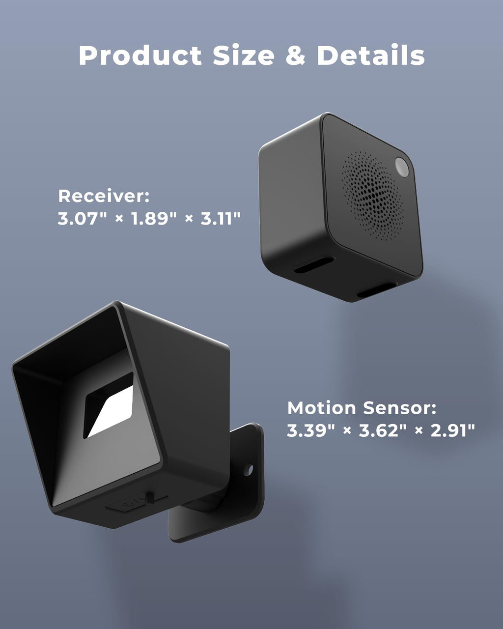 Driveway Alarm with Portable Rechargeable Receiver and Solar Sensor