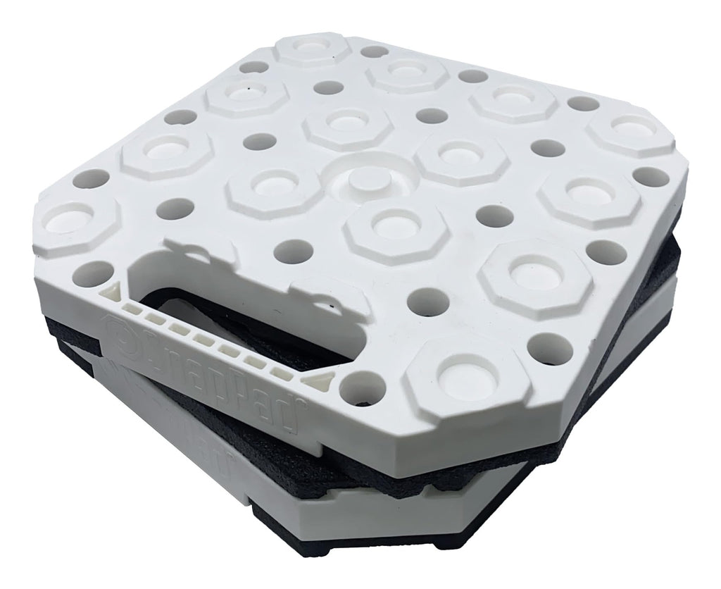 StakPad RV Leveling Blocks – Precise Fit for Class A, B & C Motorhomes, Fifth Wheels, Travel Trailers & More – 12x12” – Bigger Surface Area, More