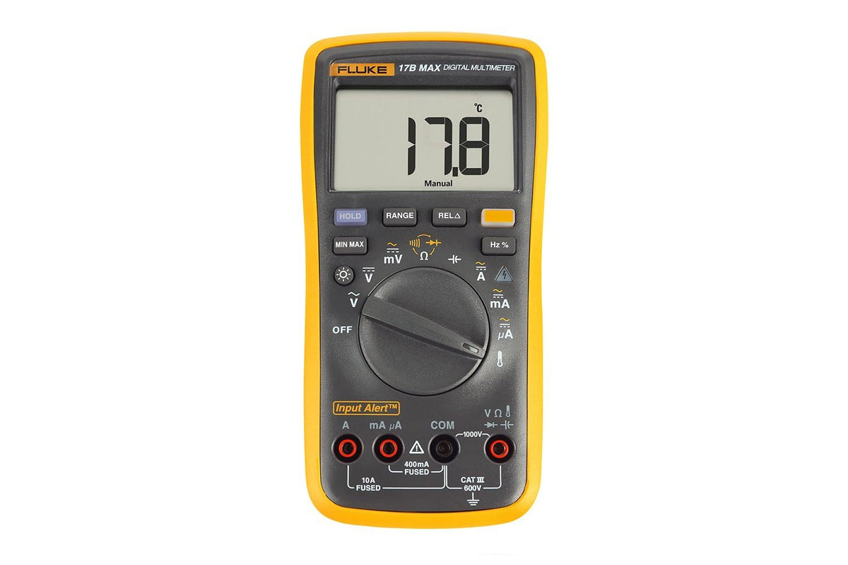 Fluke 17B+ Digital Multimeter, for Electrical Applications, Measures AC/DC Voltage 1000V, Current Measurements to 10A, Resistance, Continuity, Diode