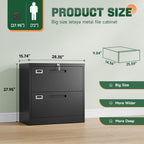 2 Drawer File Cabinet with Lock,Metal Lateral Filing Cabinet for Home Office,Hanging Letter/Legal/A4 Size (Black, H27.95×W28.35×D15.74)
