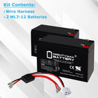 Mighty Max Battery Extended Range Drop in Replacement for 12v Razor ride on toy 7ah battery kit and harness