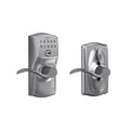 Schlage Electronic Keypad Lock, Lever Handle, Camelot Trim, Satin Chrome