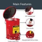 Justrite 6 Gallon Galvanized Steel Oily Waste Can