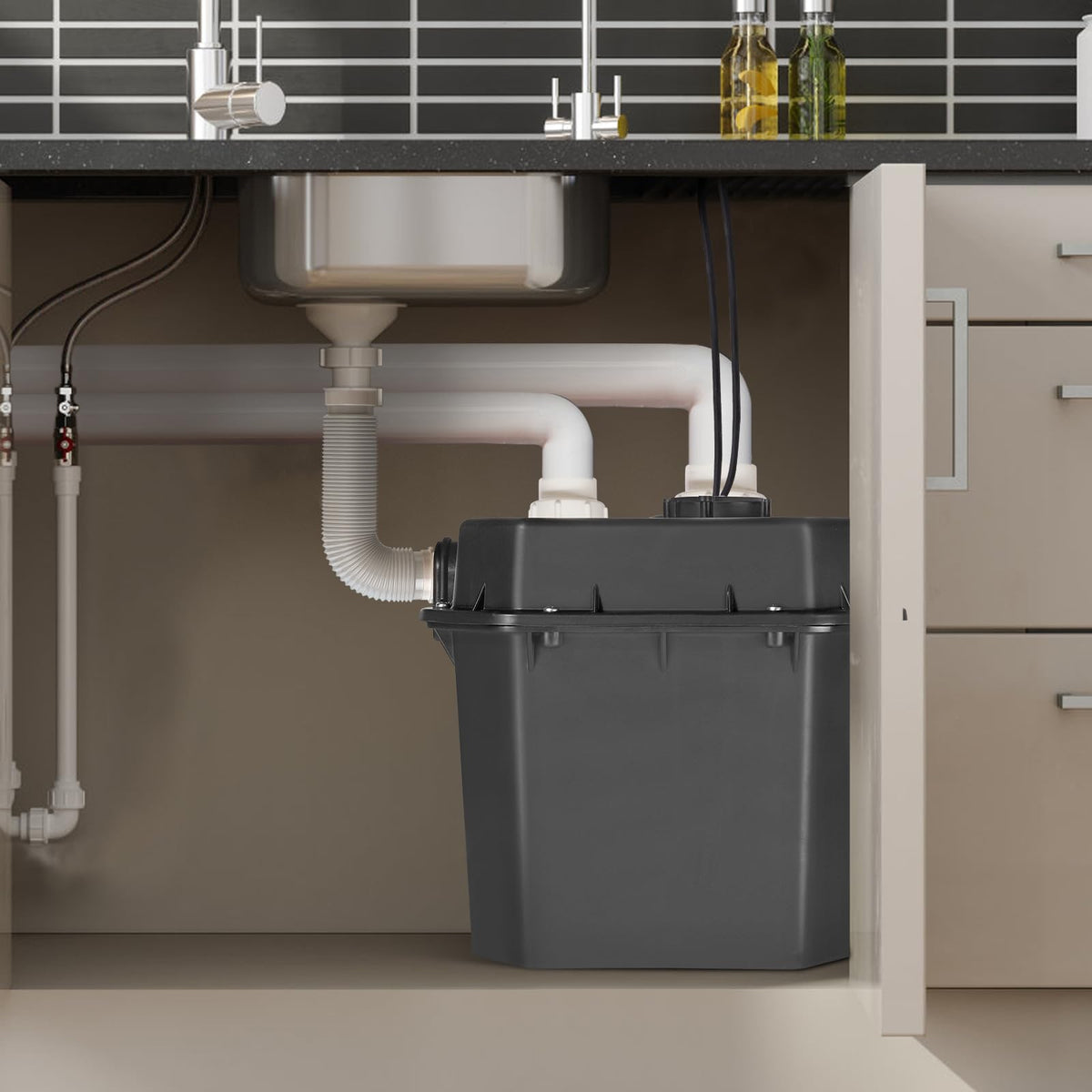 VEVOR Utility Sink Pump, 1/3 HP, 120-Volt, 2900 GPH Flow, 25 ft Head, Under-Sink Sump Pump System with 6 Gallon Basin, for Automatic Utility/Laundry