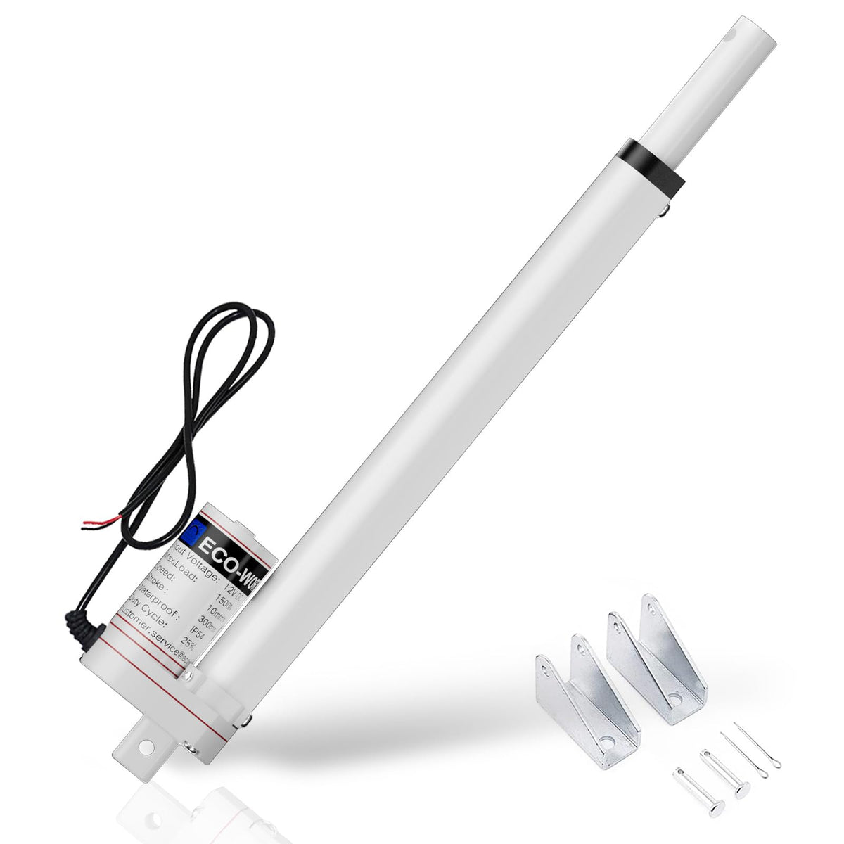 ECO-WORTHY Heavy Duty 330lbs/1500N Solar Tracker Linear Actuator Multi-Functions with Mounting Brackets (12V, 12") IP54 Waterproof 300mm Stroke