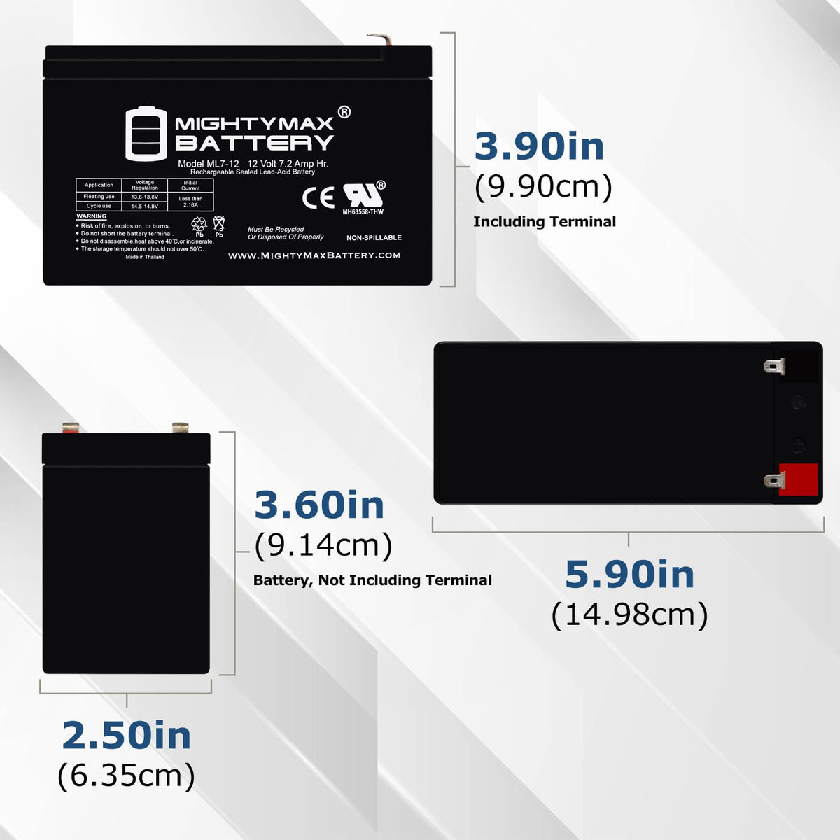 Mighty Max Battery Extended Range Drop in Replacement for 12v Razor ride on toy 7ah battery kit and harness