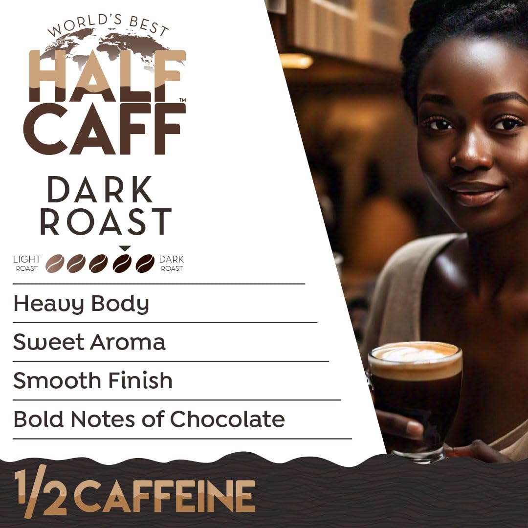 World's Best Half Caff Dark Roast Coffee Pods 100ct Keurig Compatible