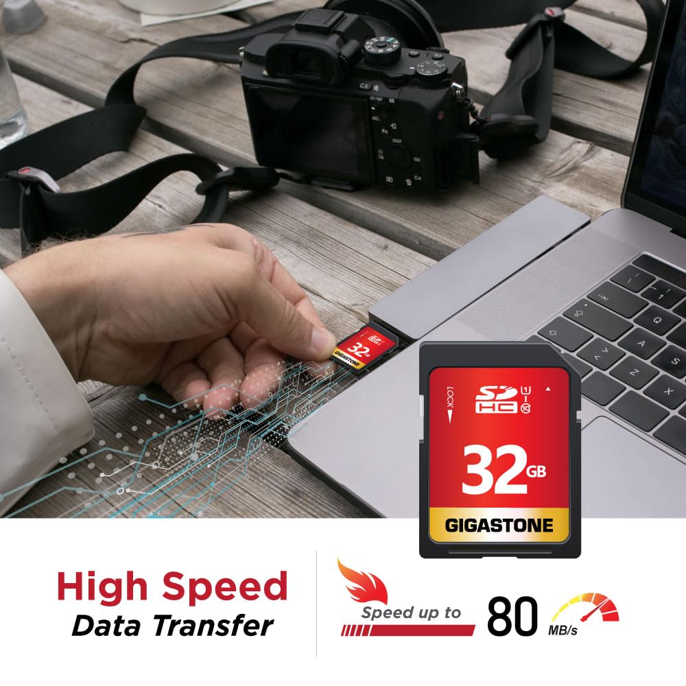 GIGASTONE 32GB SD Card 5-Pack UHS-I U1 Class 10 SDHC Memory Card High-Speed up to 80MB/s Full HD Video Compatible with Digital Camera, SPYPOINT