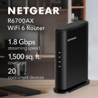 NETGEAR Nighthawk WiFi 6 Router R6700AX, Up to 1,500 sq ft, 1.8 Gbps