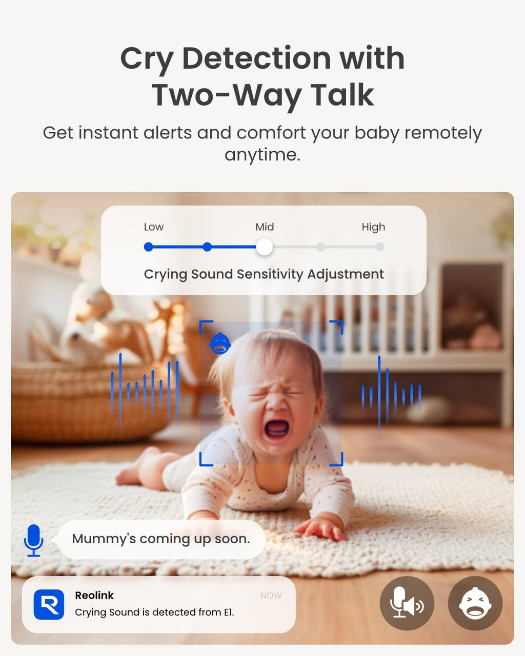 REOLINK 4MP 2K Indoor Camera E1, Plug-in WiFi 6 Security Camera
