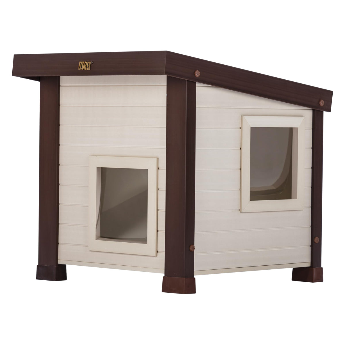 New Age Pet® ECOFLEX® Albany Outdoor Cat House, Maple/Brown