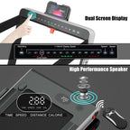 2 In 1 Folding Treadmill, 2.25 HP, 40 in x 16 in Running Area, Dual Display And App Control
