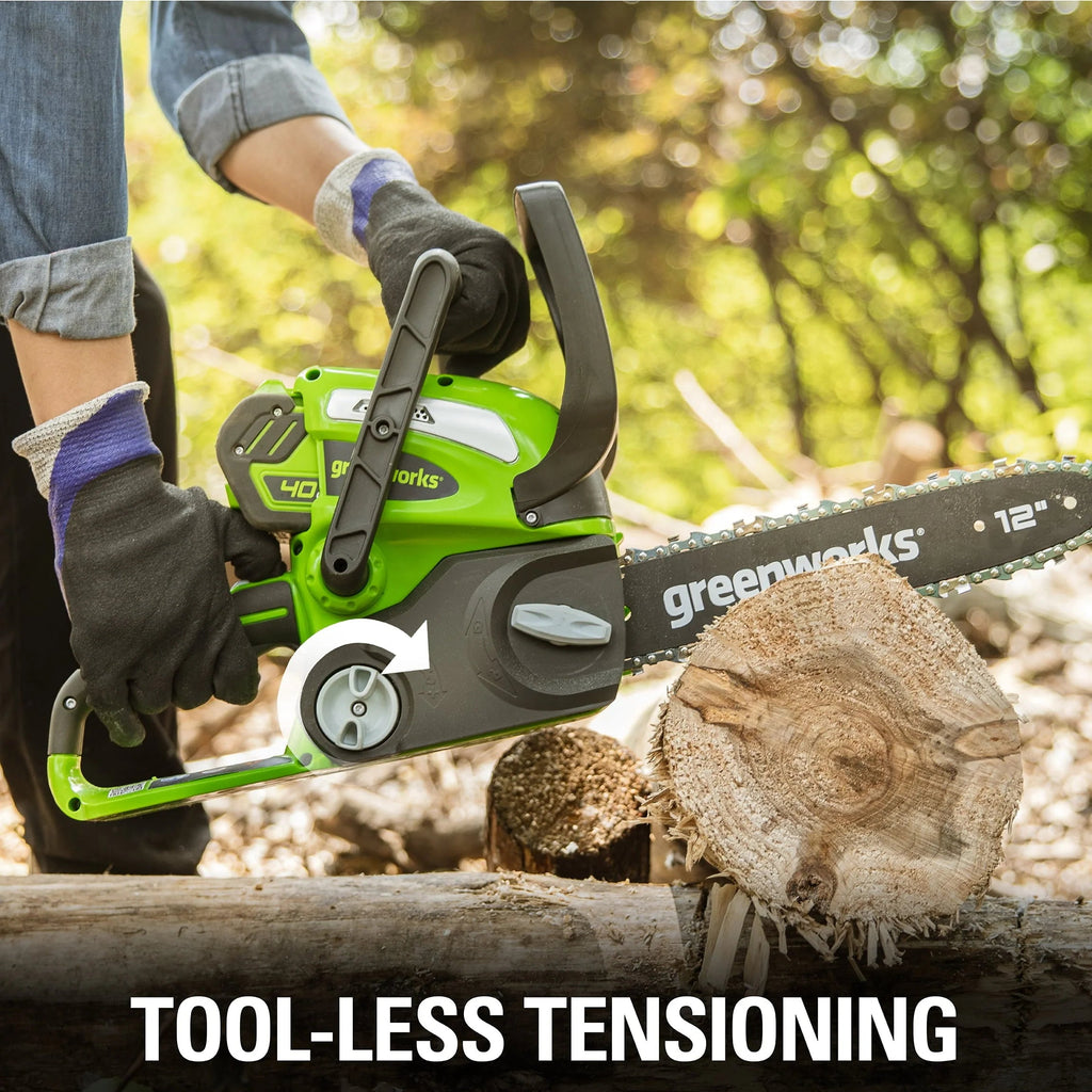 Greenworks 40V 12 in Cordless Chainsaw With 2.0 Ah Battery And Charger - 20262