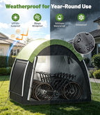 Housolution Bike Tent, Outdoor Bike Storage Shed, Waterproof Bicycle Cover with 210d Oxford, Portable Bicycle Tent for 4-5 Bikes, Lawn Mower