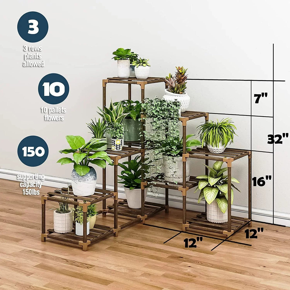 Corner Plant Stand - Indoor Wood Outdoor Plant Shelf For Multiple Plants