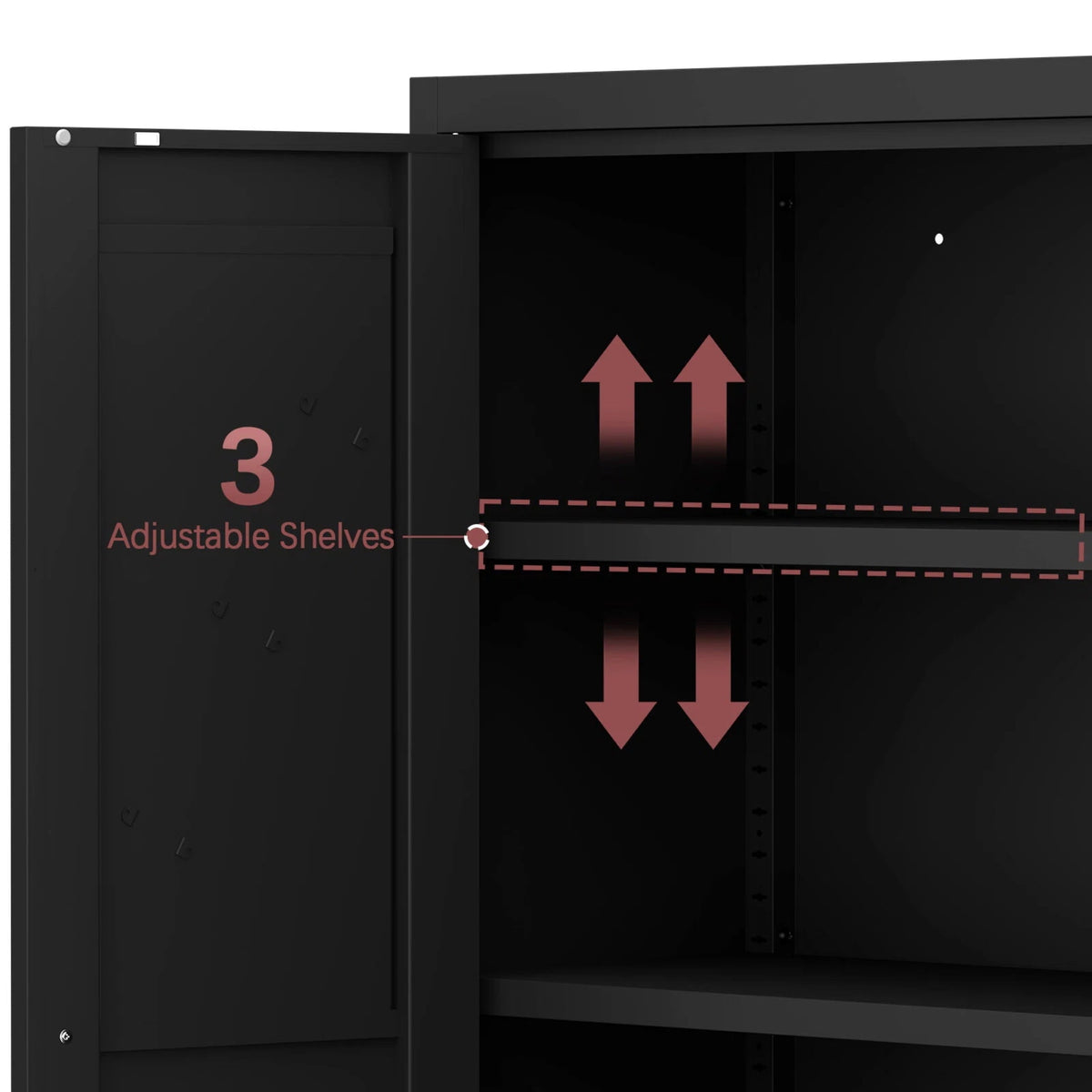 AISWORD 47 Inch Metal Kitchen Pantry Cabinet, Freestanding Storage Cupboard with 3 Adjustable Shelves, 4-Tier Tall Storage Cabinet for Kitchen