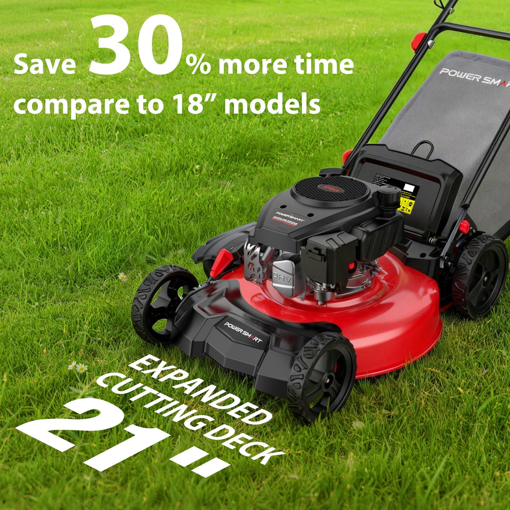 PowerSmart 21" 170cc Gas Self-Propelled Lawn Mower, with 6-Position Height Adjustment