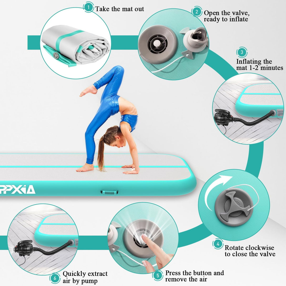 Gymnastics Mat Tumble Track 10FT, Tumbling Mats Kids Air Mat 4 inch Thick with Electric Air Pump for Home Use Cheerleading Gym Outdoor Training