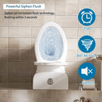 Alvantor One-Piece Toilet, Modern 1.1/1.6 GPF Dual Flush Toilet ADA Height 17" Rimless Bowl with Soft Closing Seat White