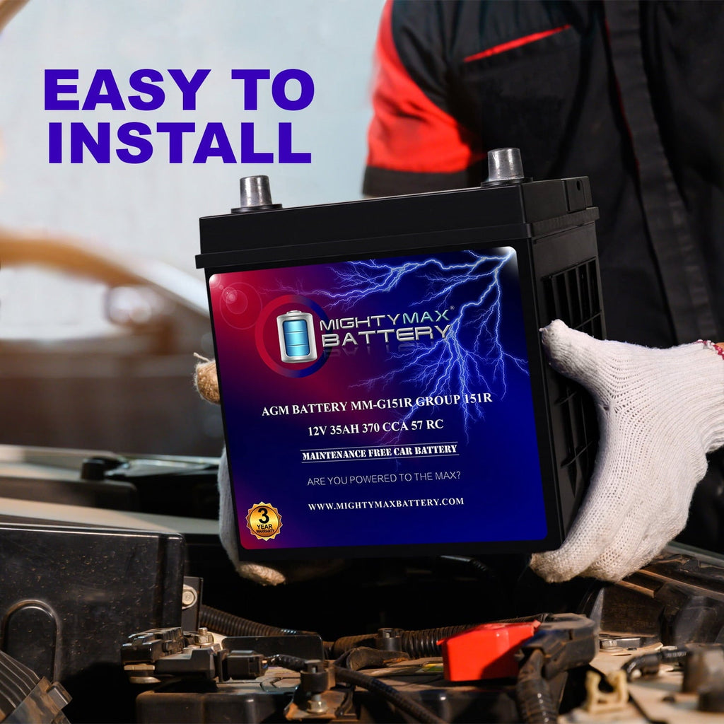 MM-G151R Start and Stop Car BCI Group Size 151R 12V 35Ah, 57RC, 370 CCA Rechargeable AGM Car Battery