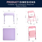 Homy Casa Kids Activity Table and 2 Chairs Set, 3-Piece Folding Play Table Set, Pastel Multicolor